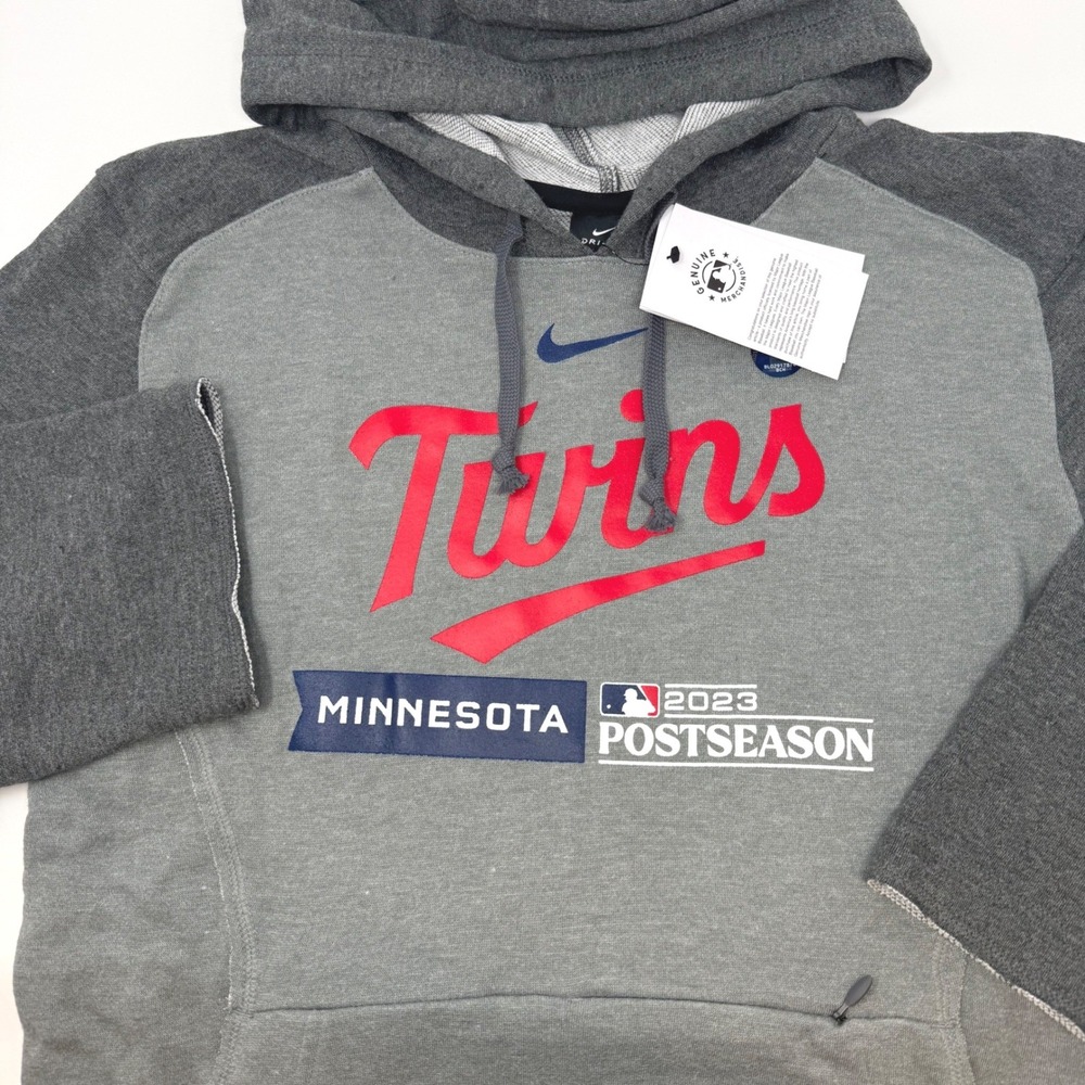 Nike Minnesota Twins 2023 Postseason‎ Hoodie Mens Small 3/4 Sleeve NKG1-105N NEW